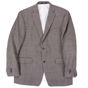 Alan Flusser Herringbone Blazer Mens 42R Gray 100% Lambswool‎ Sport Coat Jacket